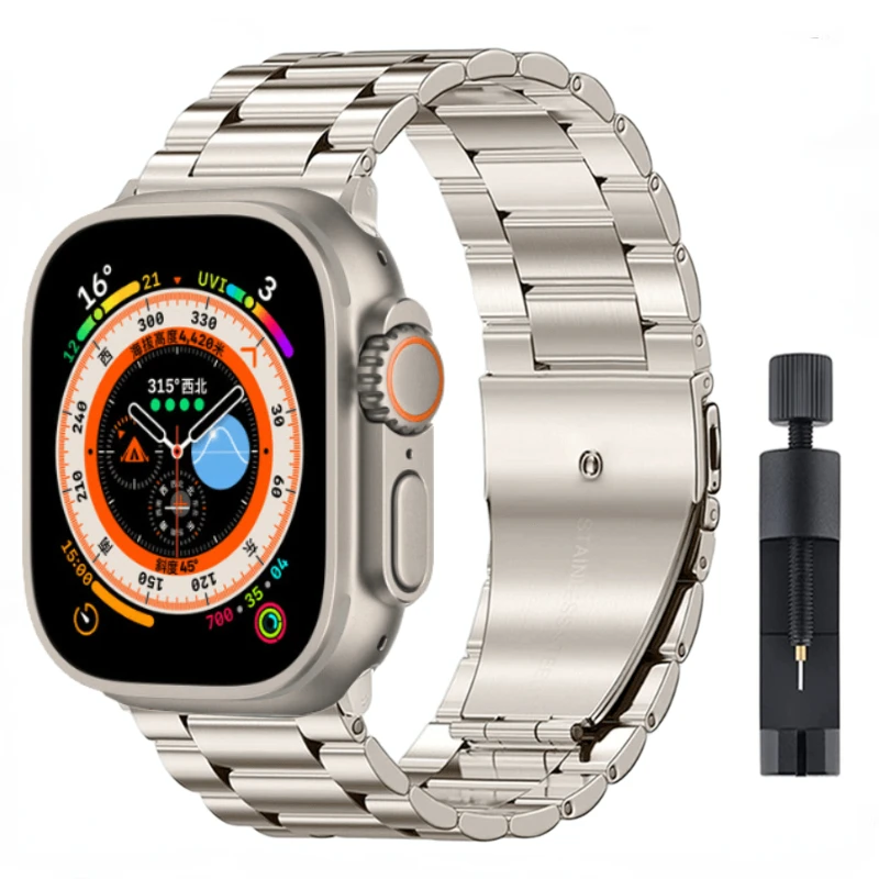 Pulseira de metal para Apple Watch, Bracelete de aço inoxidável, Ultra 2, 49mm, 10, 42mm, 46mm, 9, 8, 7, 45mm, 41mm, iWatch 6, 5, 4, SE, 44 milímetros, 42 milímetros, 40 milímetros