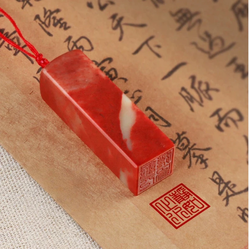 

Shoushan Stone Custom Name Seal Carving Stamp for Calligraphy Painting Collection Book Signature Square Shape Personalised Gift