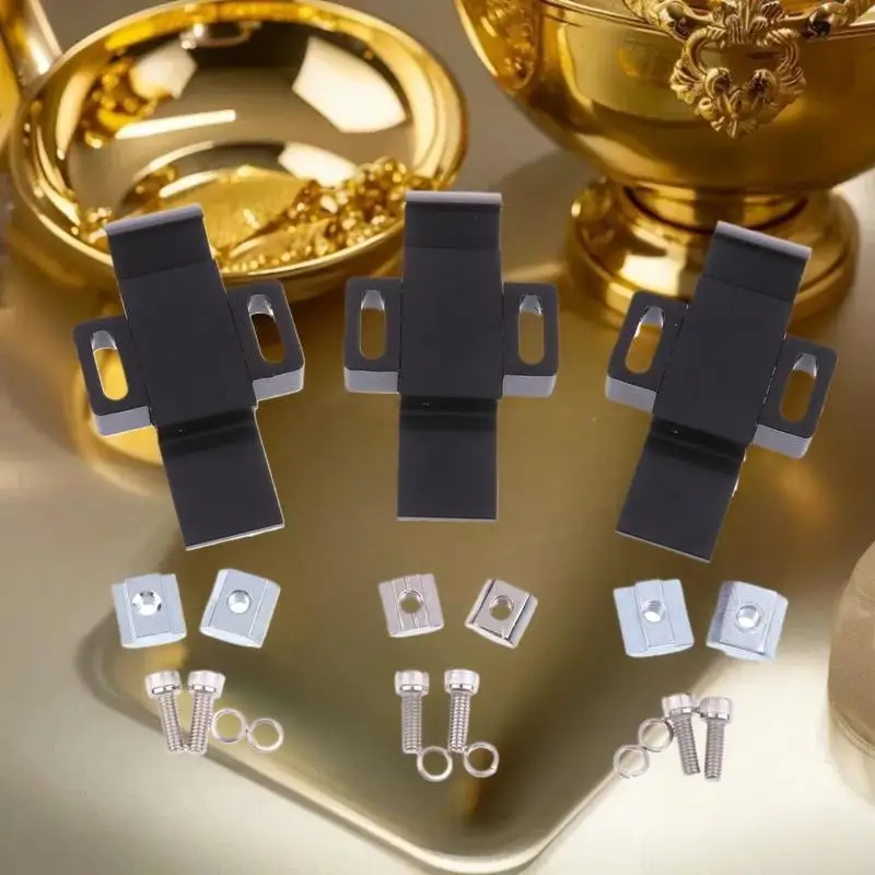 مجموعة متينة من قفل بمشبك باب من الألومنيوم الأسود وأجزاء تثبيت لمعايير الألومنيوم الأوروبية 3030 4040 4545