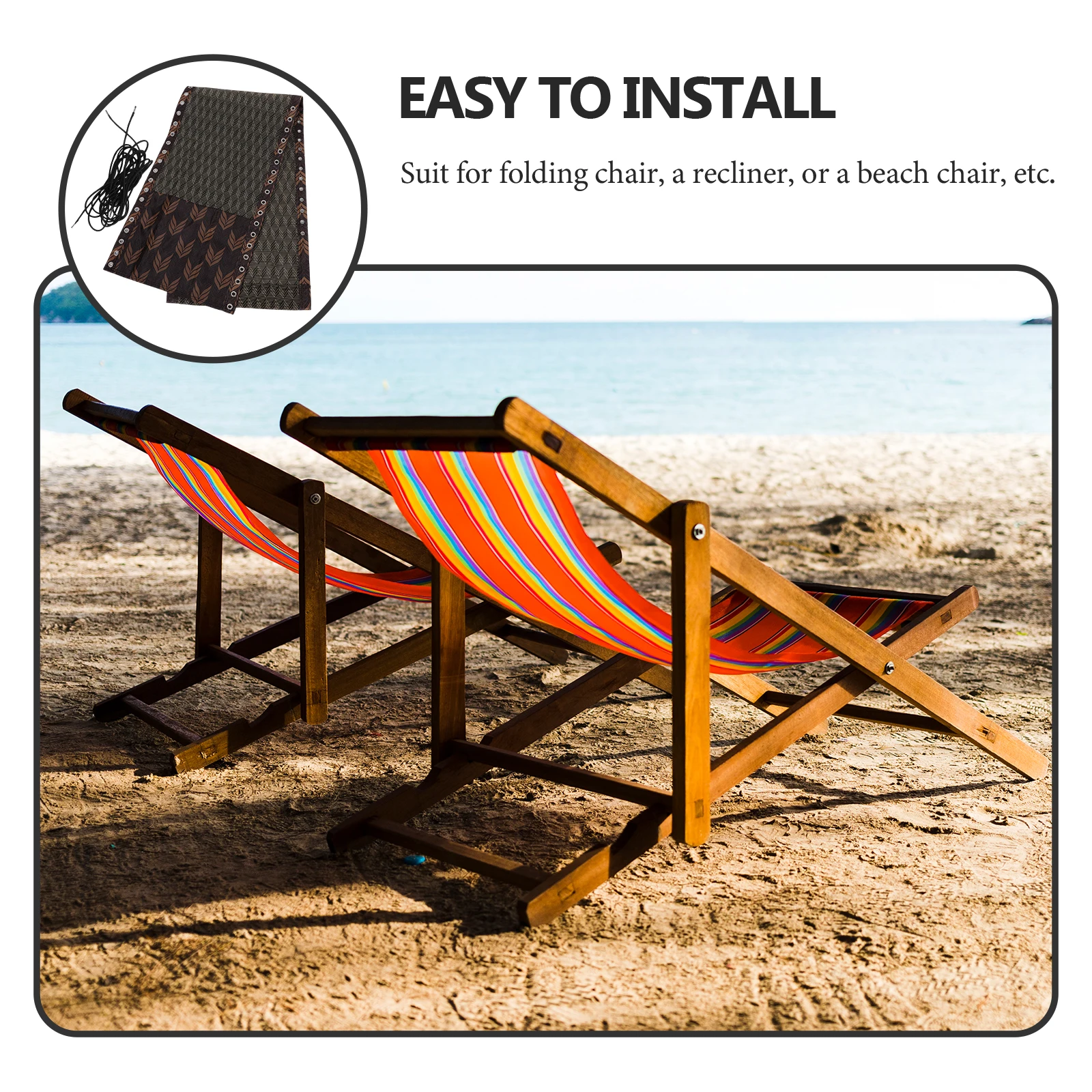 

1Set Deck Chair Replacement Fabric Easy to Adjust Portable Anytime Anywhere Suitable Various Loungers Chair Fabric
