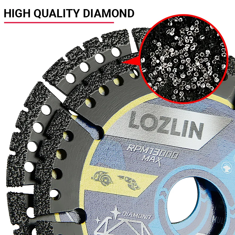 LOZLIN Multi Material Cutting Blades Metal Tile Stone Angle Grinder Saw Blades for Alloy Cast Iron Marble Tool Accessories view 3