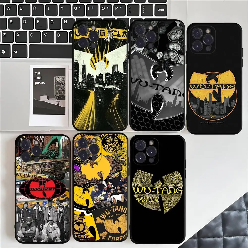 Funda de teléfono suave negra clásica Hip-Hop Band W-Wu T-Tang para IPhone 16 15 14 13 11 12 17 Pro Max Mini Plus
