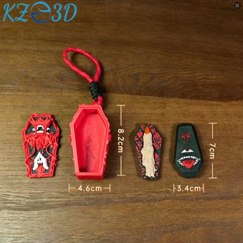 Coffin Fidget Toy, 3D Printed EDC Stress Relief Slider, Portable Pocket Toy with Keychain, Anti-Anxiety Gift