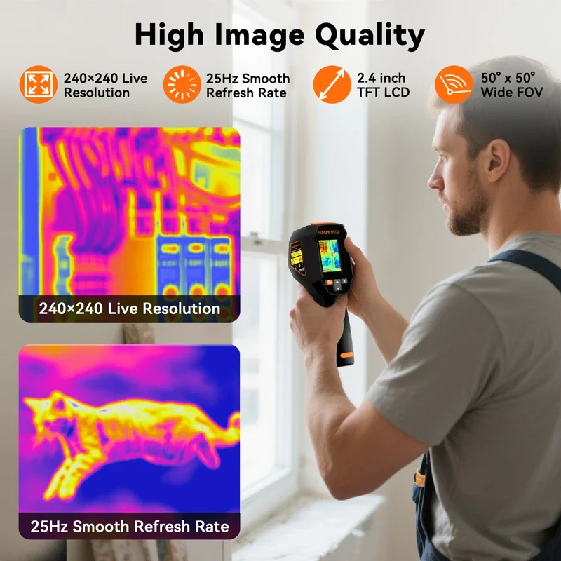 TI01 Handheld Thermal Imager Camera Non-Contact Thermometer 240X240IR Resolution Infrared Camera For Repair PCB, Pipeline Detect