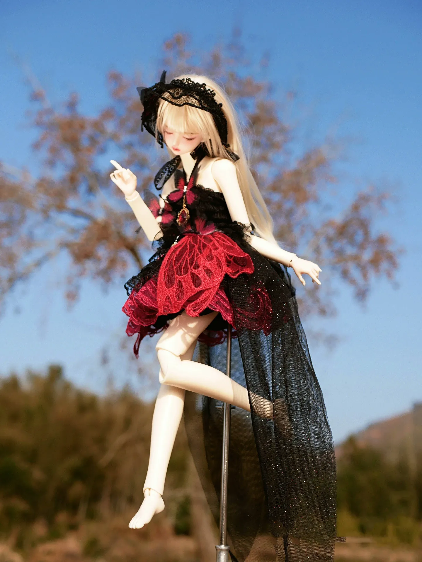 ملابس للدمى 1/5 1/6 BJD فستان تيارا ملابس دمى مخصصة