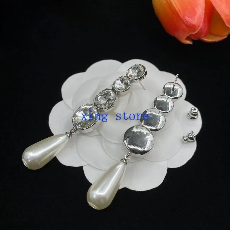 2024 New Fashionable Sweet Romantic Round Cut Crystal Inlaid Water Drop Pendant Women's Earrings