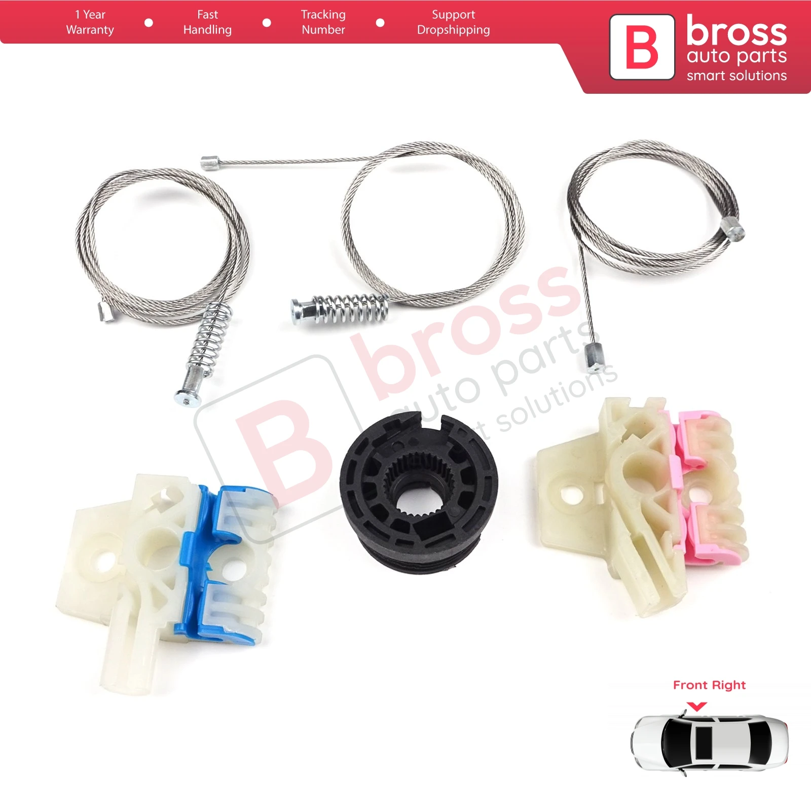 

Bross Auto Parts BWR5057 Electrical Power Window Regulator Repair Kit Front Right Door for VW Golf MK7 2014