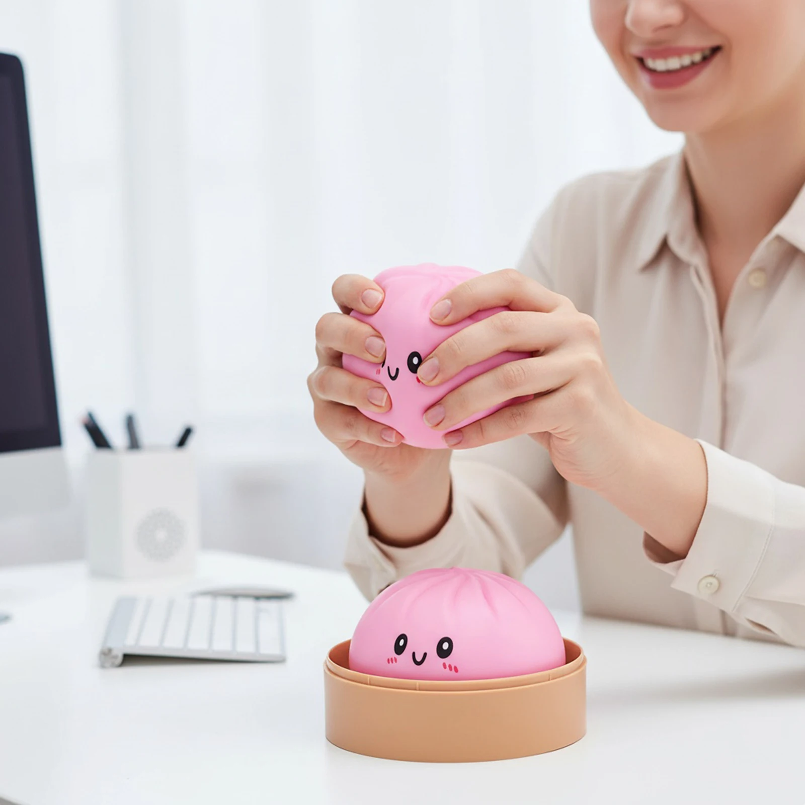 

Разноцветные антистресс-мячики в форме булочек, сенсорные игрушки-фиджеты, имитация еды, сжимаемые игрушки-сквиши, булочки с тестом в пароварке, антистресс-игрушка для рук