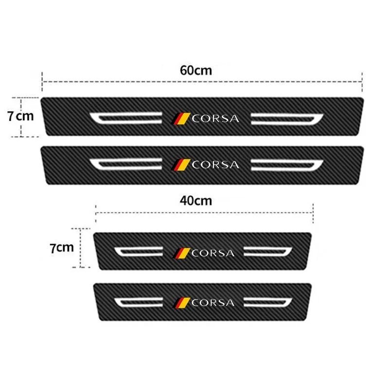 Car Threshold  Protective Film Decals Styling for Opel Corsa Rear Trunk Bumper Door Sill Stickers Strip Decor Accessories