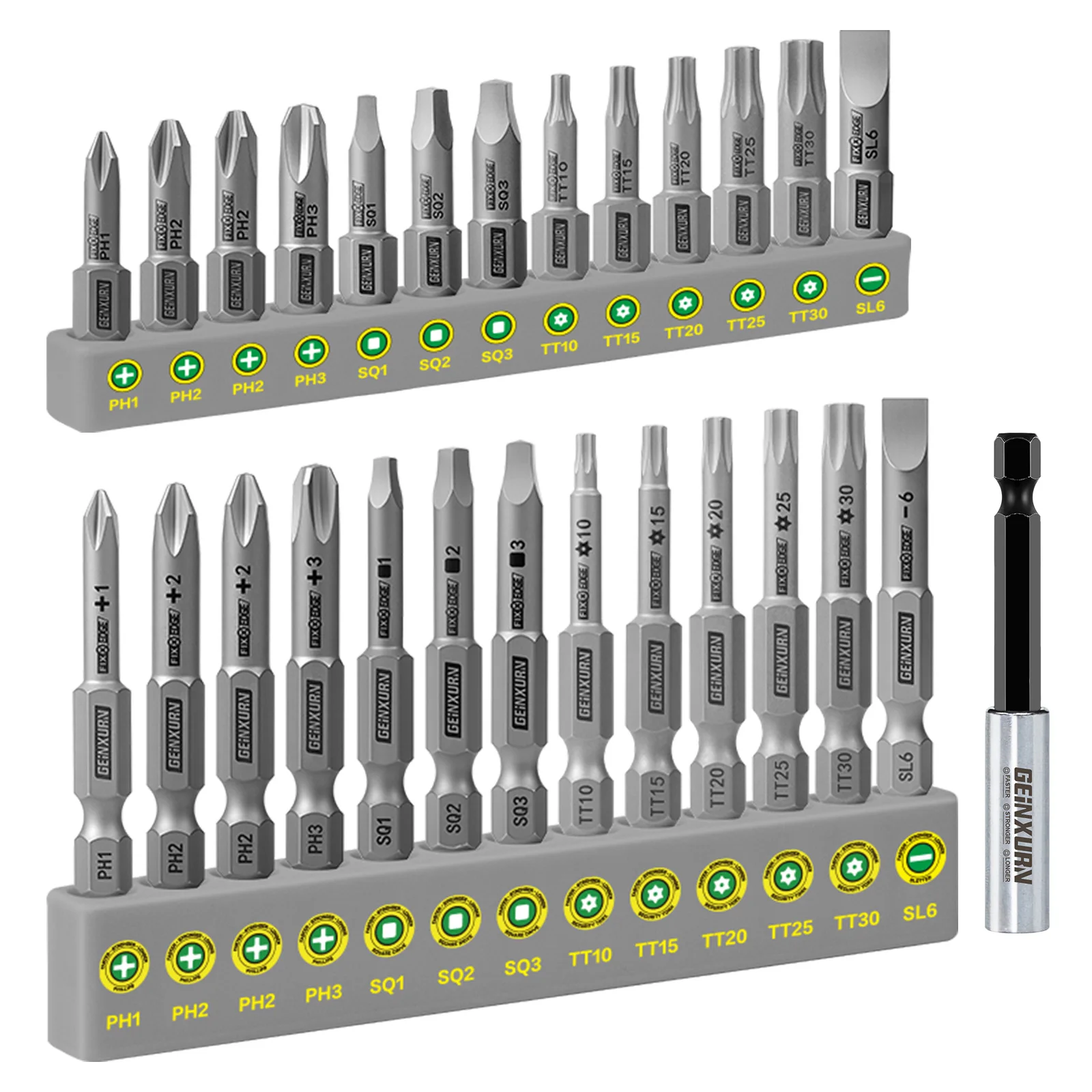 Geinxurn 26/27PCS FIXEDGE Screwdriver Bit Set With Torx Bits, With Magnetic Bit Holder, for Bicycle, Car, Moto