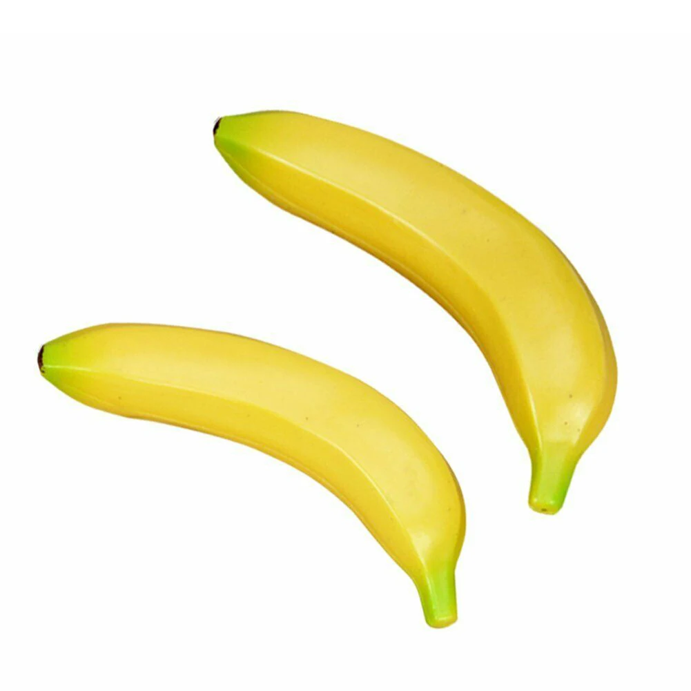 2pcs/set 20cm Artificial Fruits Fake Bananas Artificial Banana Decorative Plastic Fake Fruits Realistic Display Photo Prop