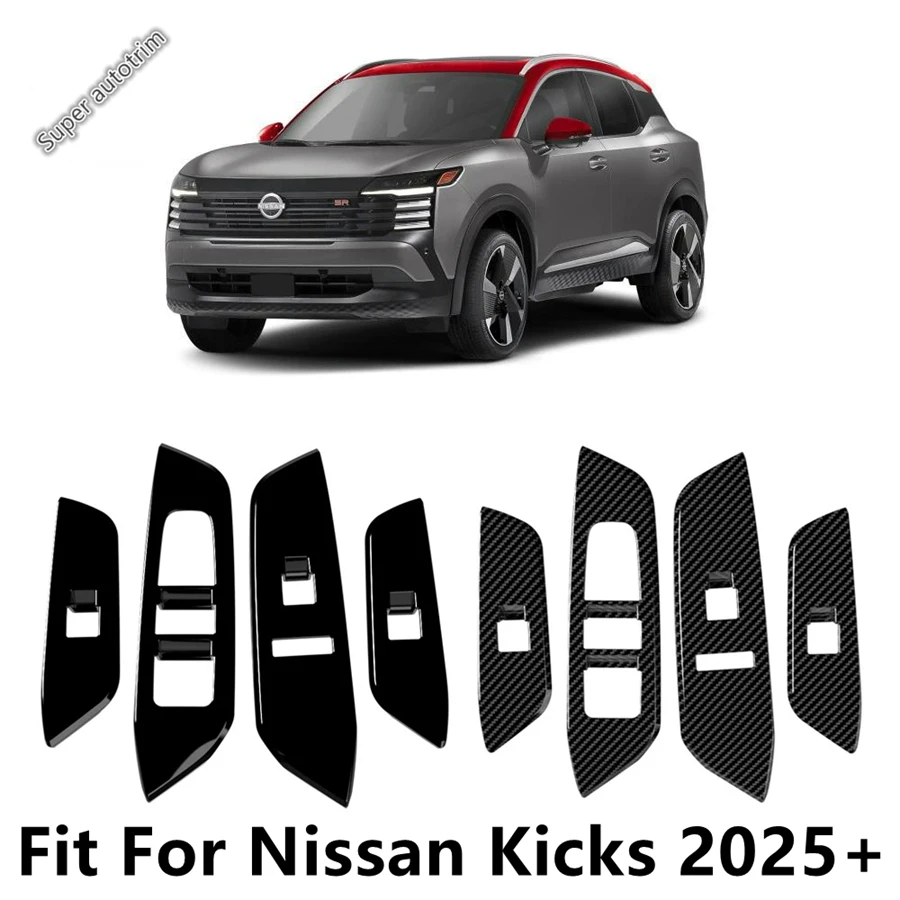 

RHD Car Inner Window Switch Lift Panel Door Glass Armrest Control Cover Tirm For Nissan Kicks 2025 2026 Carbon Fiber Accessories