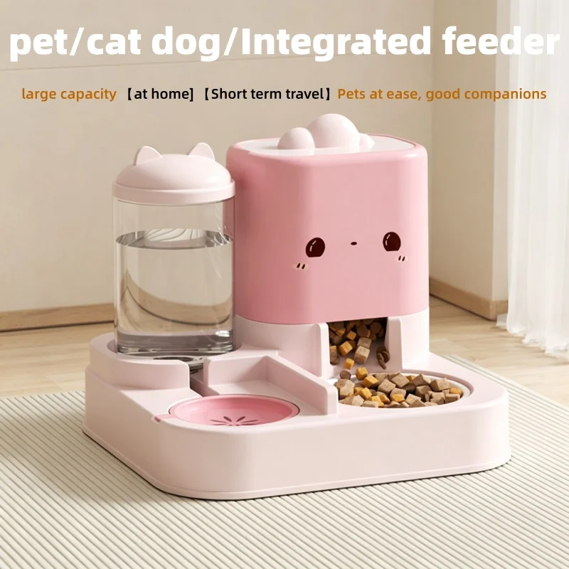 Comedero y Bebedero Automático 2 en 1 para Gatos, con Suministro por Gravedad, Antiderrames, de Gran Capacidad