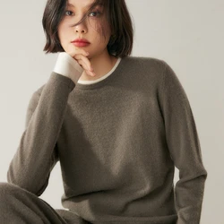 100% Cashmere Sweaters and Pullovers Women Winter Elasticity Soft Warm O-Neck Tops Female Fashion Standard Knit Jumper 4Colors