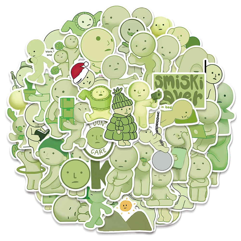 

10/30/54pcs Funny Green Little People Smiski Cartoon Stickers for Skateboard Phone Luggage Guitar Cute Graffiti Sticker Kid Toys
