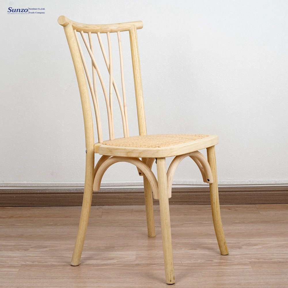 Factory Wholesale OEM Vintage Bentwood Stack-able Solid Wood Antique Wedding Rental Cross Back X Side Dining Chair