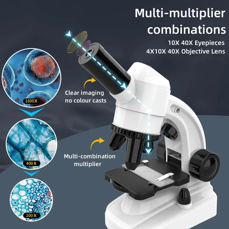 Zestaw mikroskopu laboratoryjnego 1600X LED Biologia Mikroskop dla dzieci dla chłopca w szkole Nauka w domu Zabawka edukacyjna Uczniowie Nauczanie