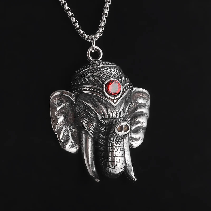 Vintage Mammoth Tribal Ethnic Necklace Animal Elephant Pendant Men Women Punk Hip Hop Rock Jewelry Party Favors