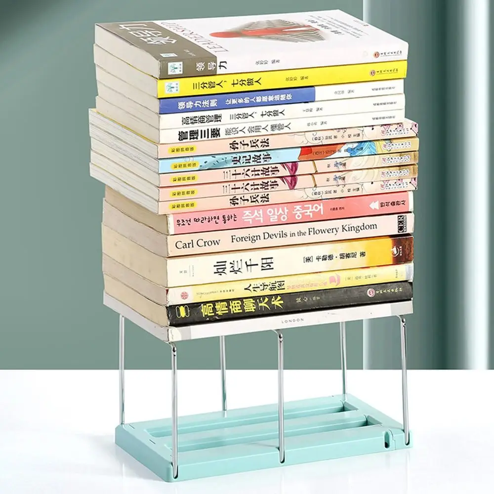 

Simple Adjustable Retractable Bookends Non-slip 3 Compartments Desktop Bookshelf Anti-drop Space Saving Book Display Rack Office