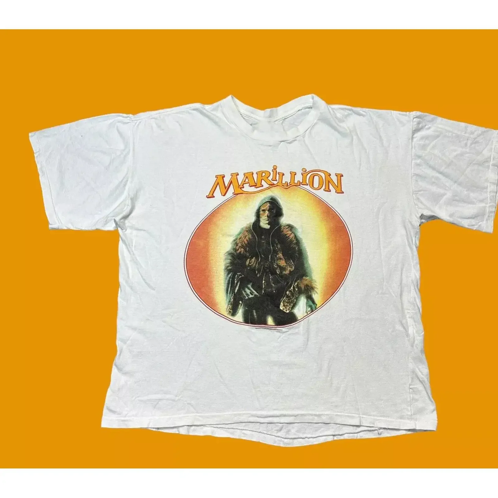 T shirt bianca vintage Marillion rara concerto tour band tutte le taglie MI281 vintage Washed Versatile Breathable graphic