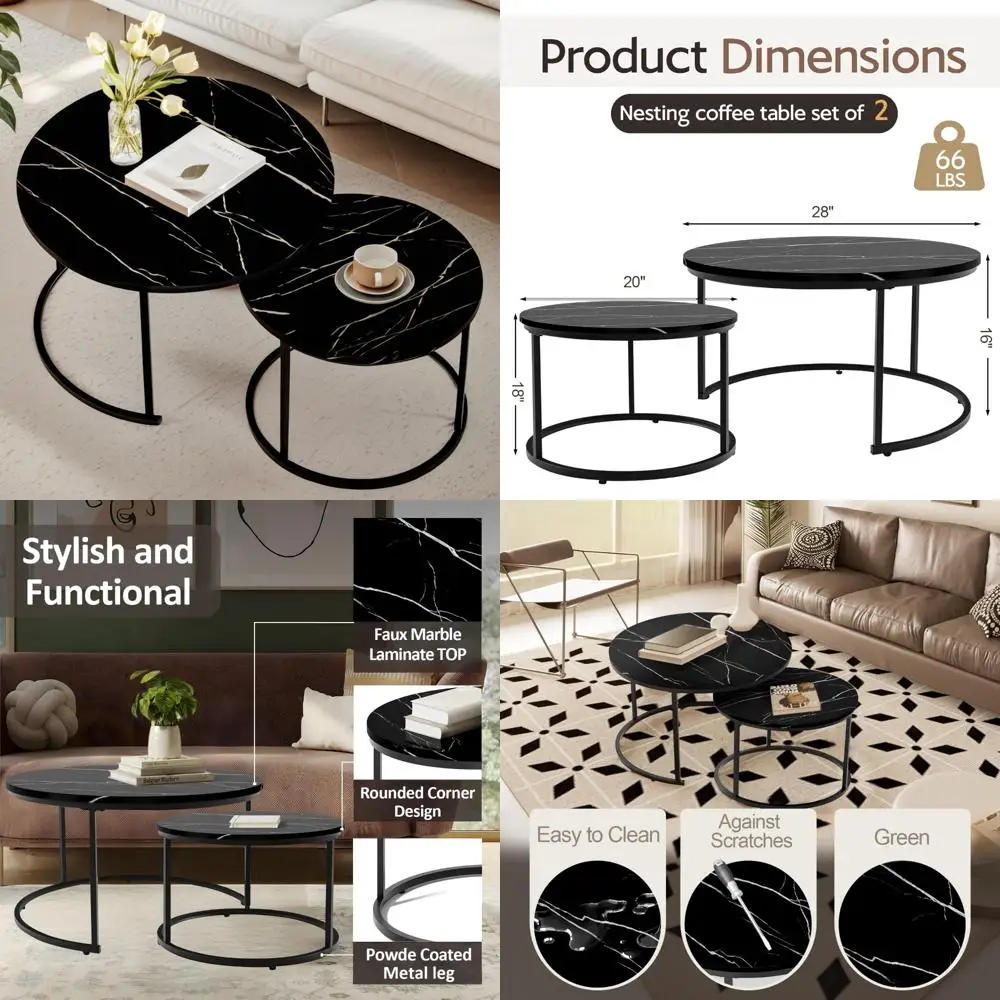 Nowoczesne, oszczędzające miejsce małe stoły do jadalni do salonu, okrągłe stoliki kawowe, stoły do układania w stos, idealne do małych przestrzeni