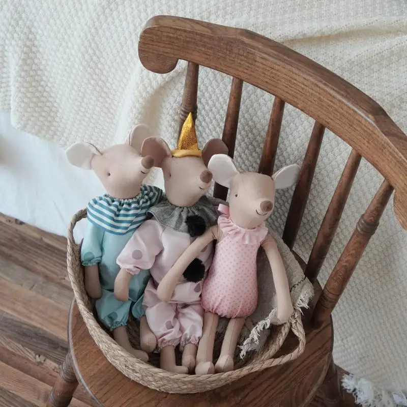 Ins جديد الشمال نمط الأطفال الماوس انفصال دمية طفل القطن الكتان ديناصور دمية عيد الميلاد الديكور الدعامة الوليد هدية