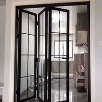 Living Room Aluminum Frame Glass Accordion Folding Door All Weather Villa Folding Doors Affordable Durable Stacking Doors 2