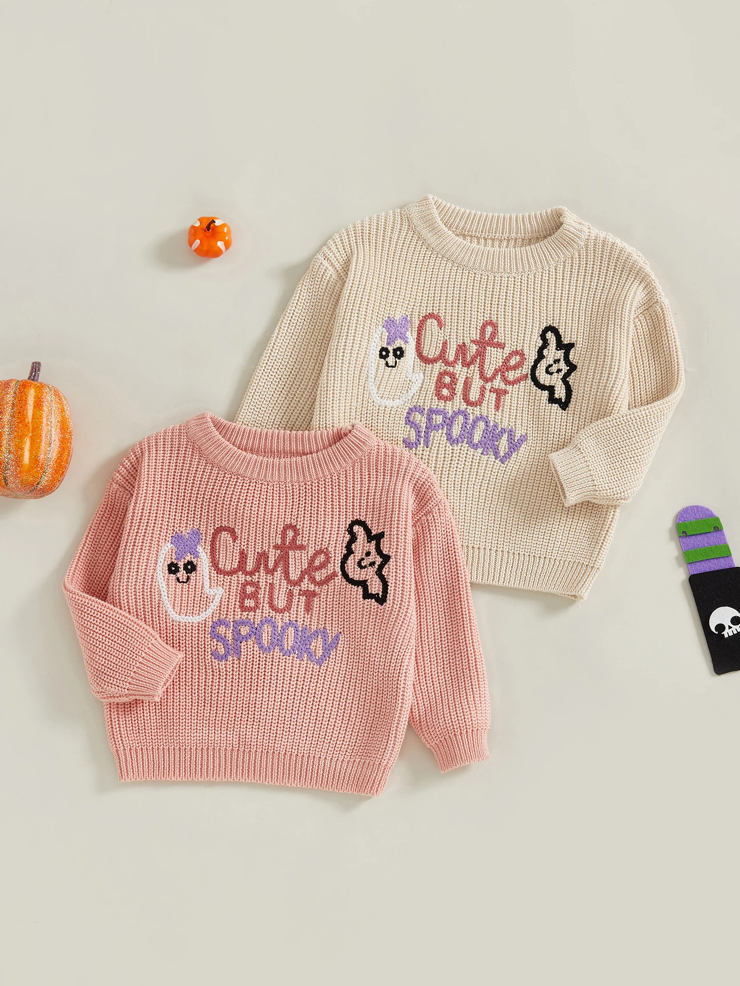 

Вязаный свитер для малышей, осенний очаровательный джемпер с тыквой в стиле пэчворк, рубашка с длинными рукавами и круглым вырезом для Хэллоуина