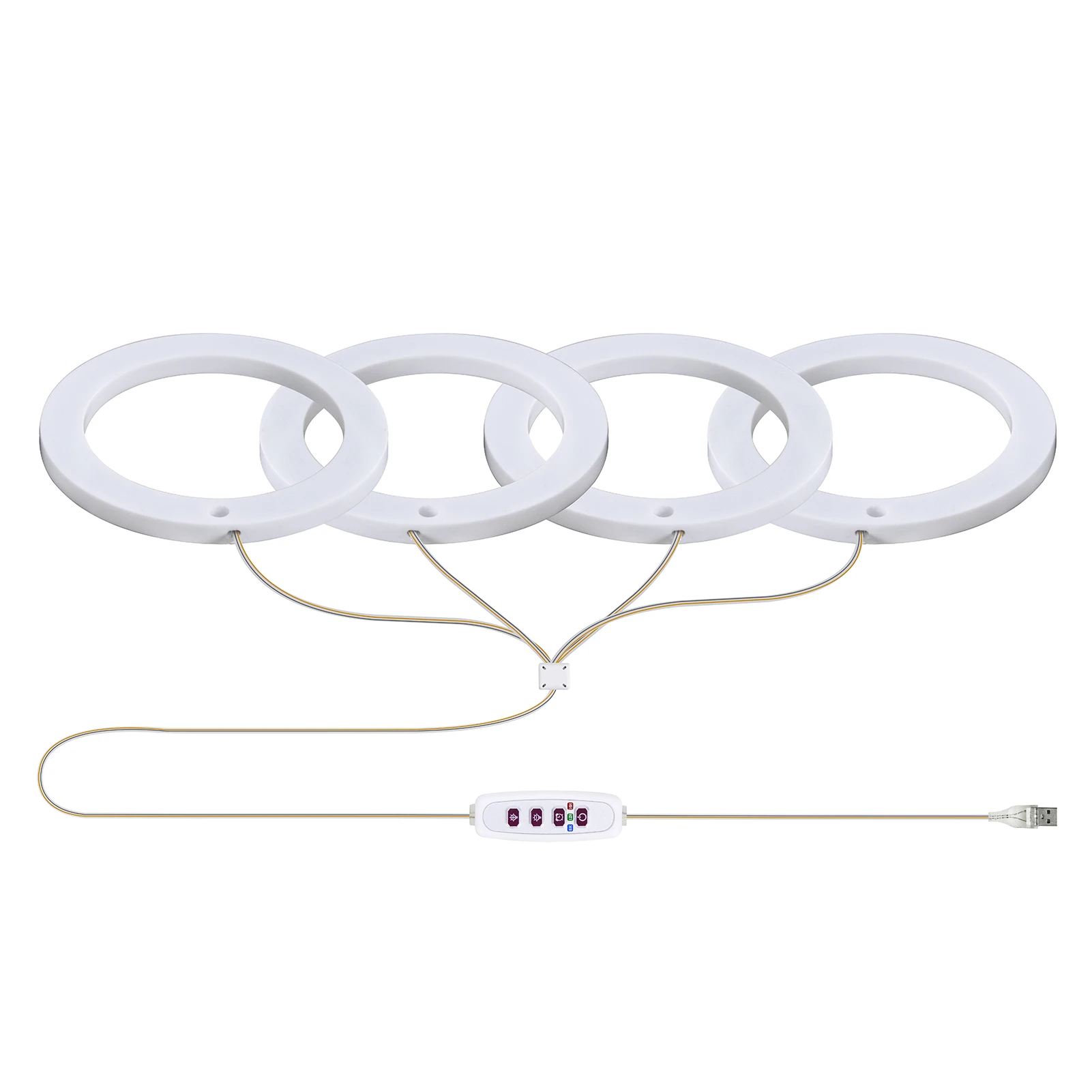 LED Grow Lights Full Spectrum Plant Lamp with 20 LEDs 8H/12H/16H Timer 5 Dimmable Levels Height Adjustable USB Angel Ring Lamp