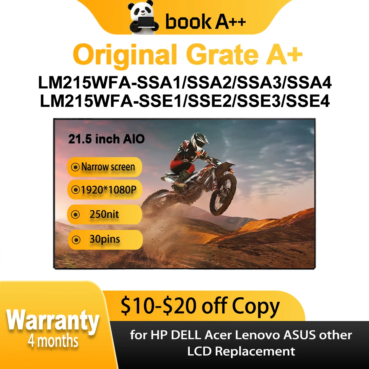 

Original New LM215WFA SSA1 SSA2 SSA3 SSA4 SSE1 SSE2 SSE3 SSE4 All-in-One In-cell Touch LCD Screen 21.5 LCD Display Panel