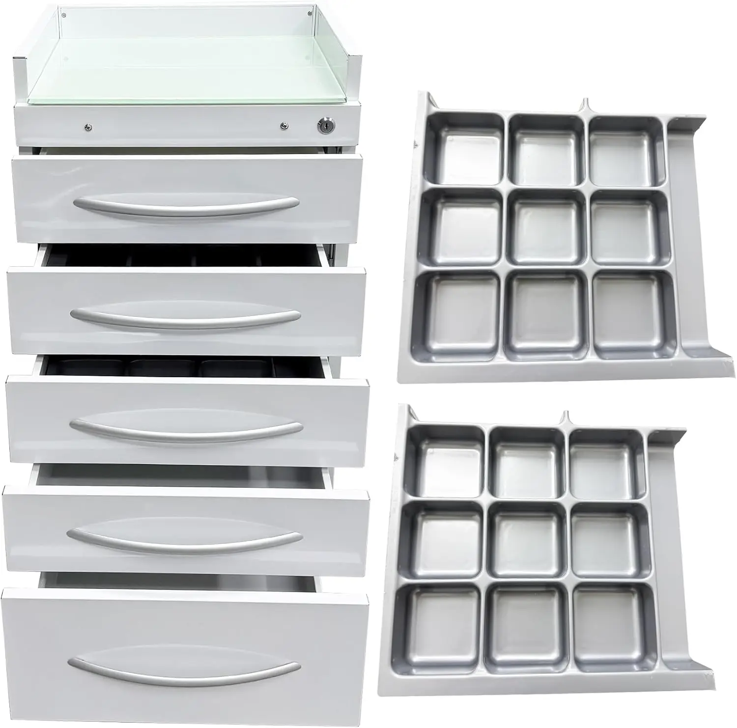 5 Drawers Storage Cabinet Utility Assistant'S Mobile Cabinet Stainless Steel Moving Side Cabinet Storage Trolley Cart With Two