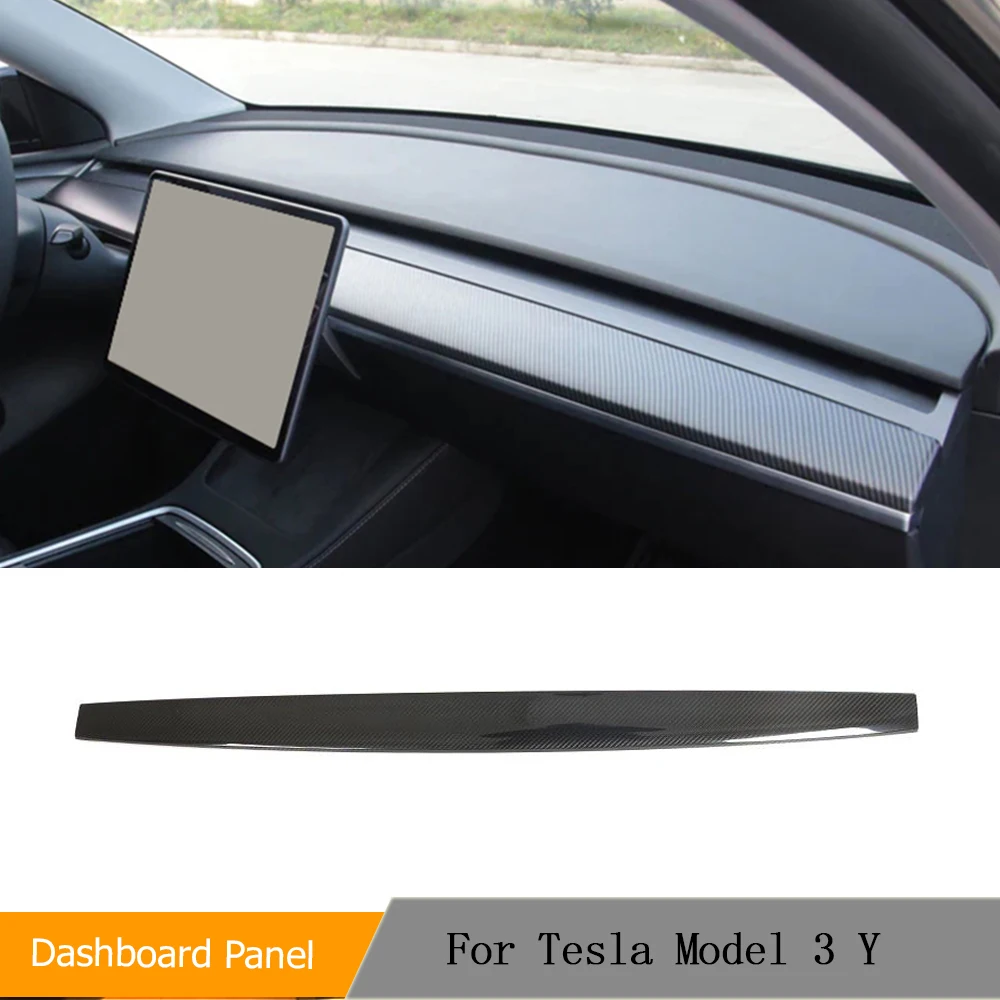 Car Center Console Dashboard Panel Cover Trim for Tesla Model 3 Y 2018-2023 Center Console Dashboard Panel Trim Dry Carbon