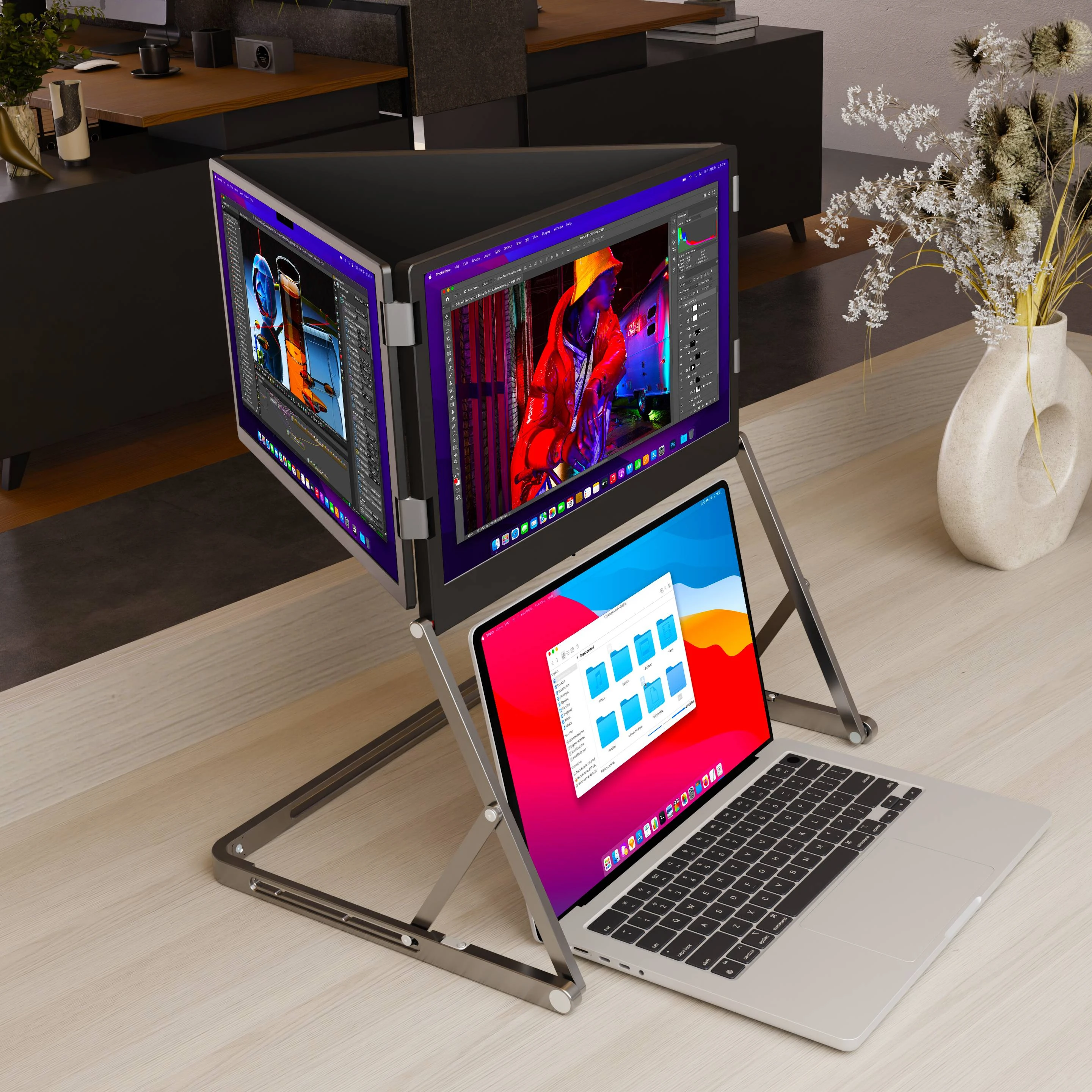 Triple 15.6 Inch IPS Portable Touch Screen Monitor 1080P FHD USB-C