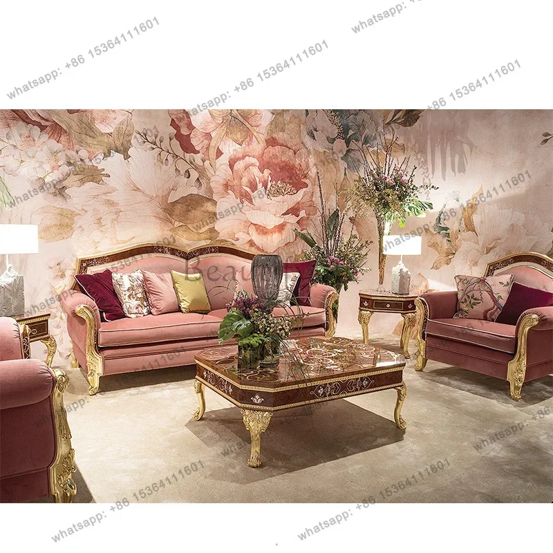 D06Furniture Italian classical European luxury villa living room sofa