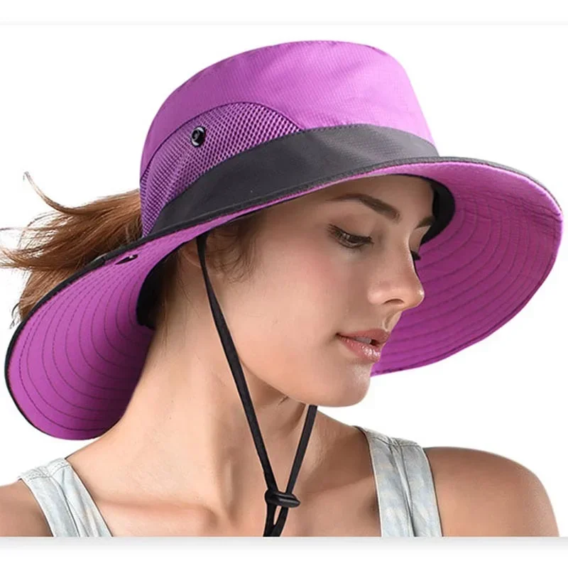 Sun Hats for Women Summer Hat Wide Brim UV UPF Protection Ponytail Outdoor Fishing Hiking Hat for Female 2021