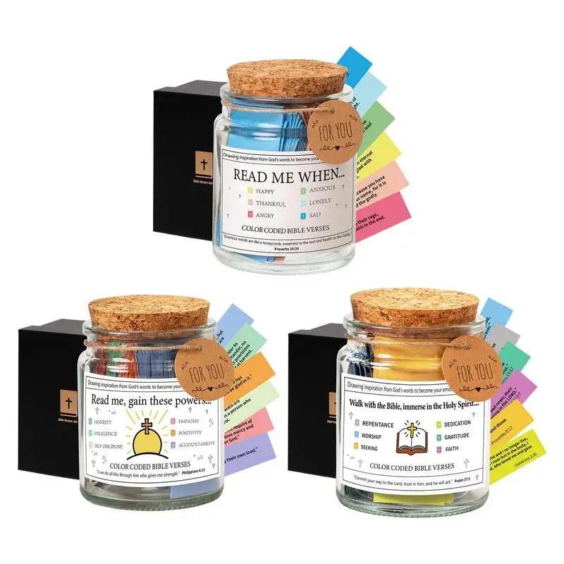 Bible Verses in a Jar multi Color Codes Message in a Bottle Handmade Portable Bible Verse Cards Cheer up Friends Laugh at Life