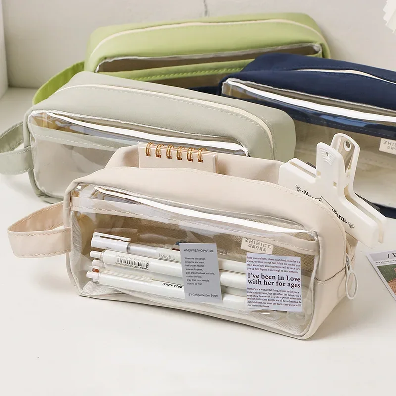 سعة كبيرة شفافة حقيبة أقلام رصاص الحالات المدرسية الجمالية الأطفال القرطاسية حامل حقيبة القلم حالة الطلاب اللوازم المدرسية #2