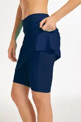 Traje de baño para mujer, Leggings con falda (azul oscuro)