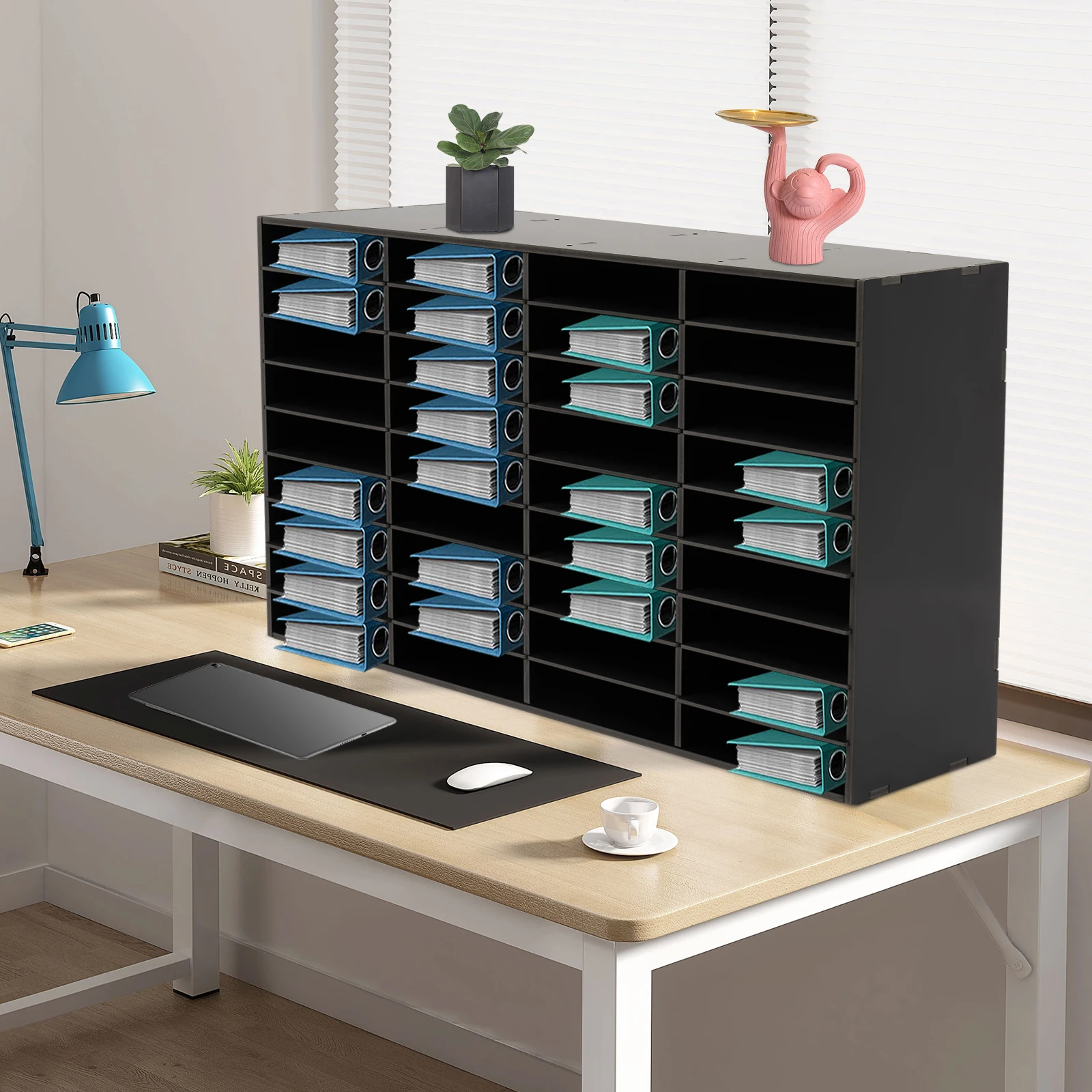 36 Slot File Classification Cabinet - Black for office school to store office supplies, folders, personal items