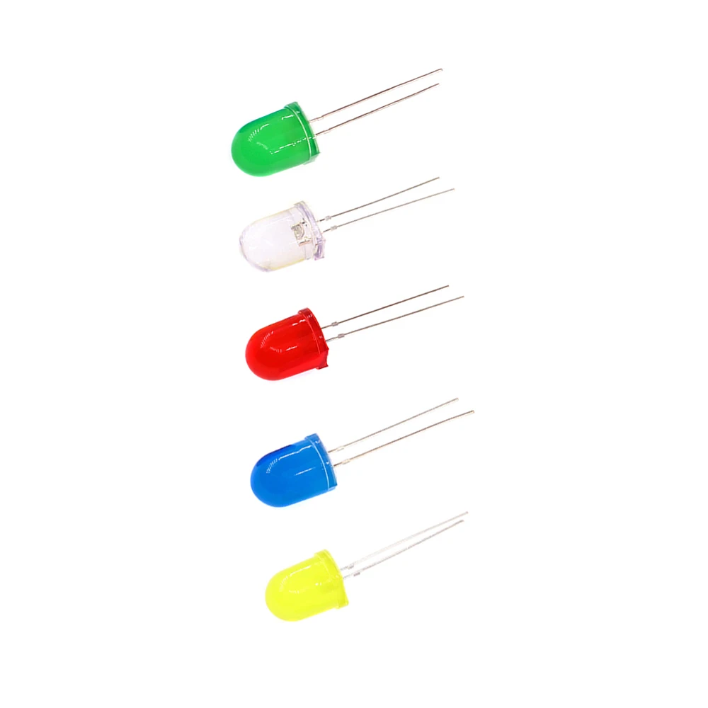 10 Stücke 10mm Runde Top Ultra Super Helle Emittierende Diode LED Weiß Rot Grün Blau Gelb UV Rosa Orange Dome Licht Diode Lampe
