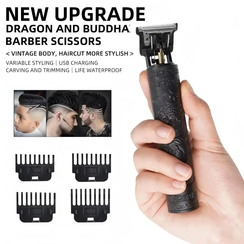 Smart T9 Hair Trimmer Auto Speed Adjust 4 Limit Combs Cleaning Brush USB C Wire Cordless Beard Clipper For Men Thick Hair