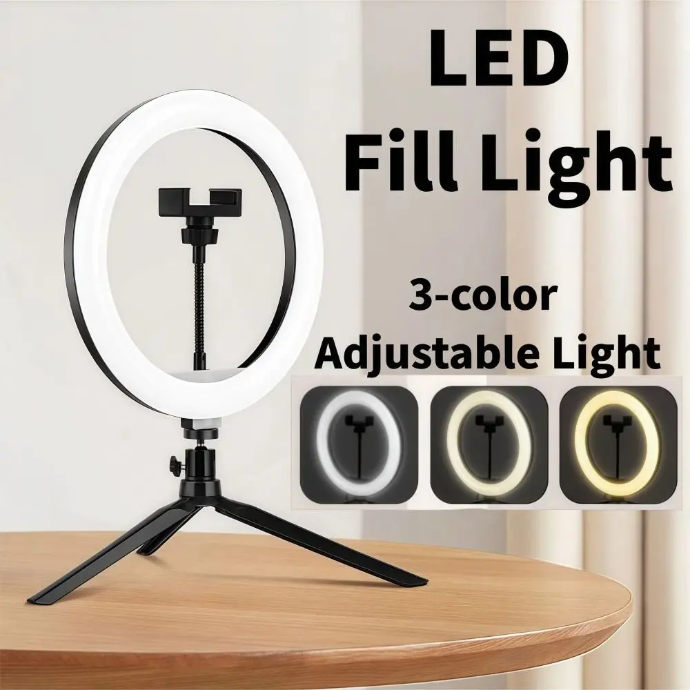 26CM 10" LED Shooting Light Ring Dimmable with Tripod Stand Phone Fill Light Durable Portable Photography Lights For Selfies