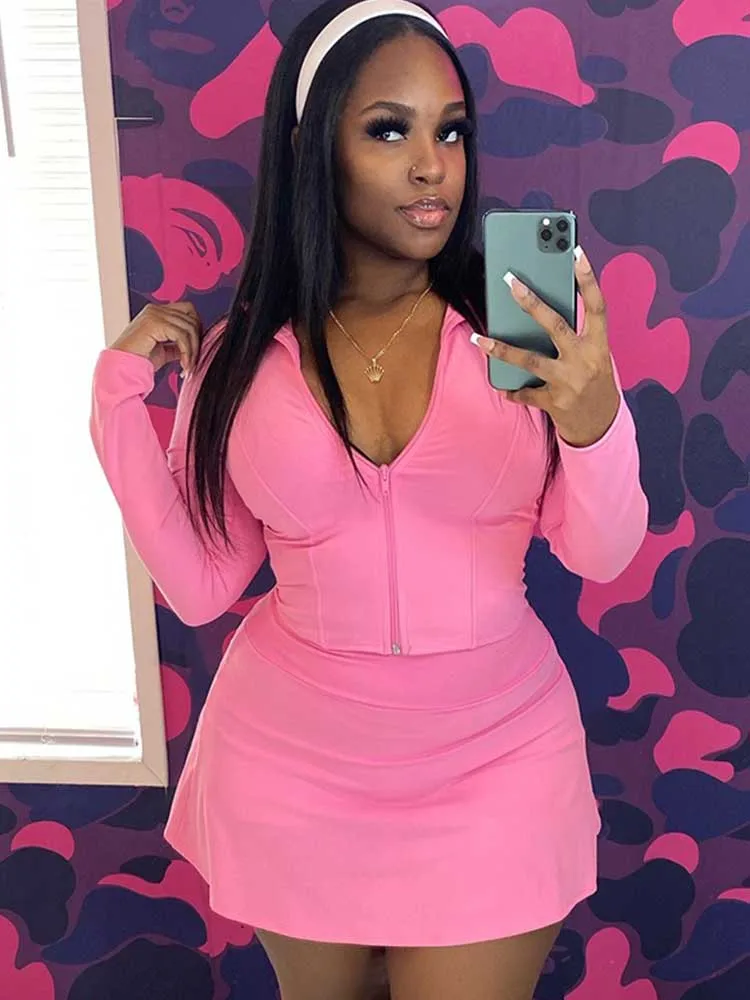 

Летний праздничный наряд, однотонный комплект из 2 предметов, женский топ с длинными рукавами для похудения и мини-юбка Y2k, женский костюм, комплект с юбкой