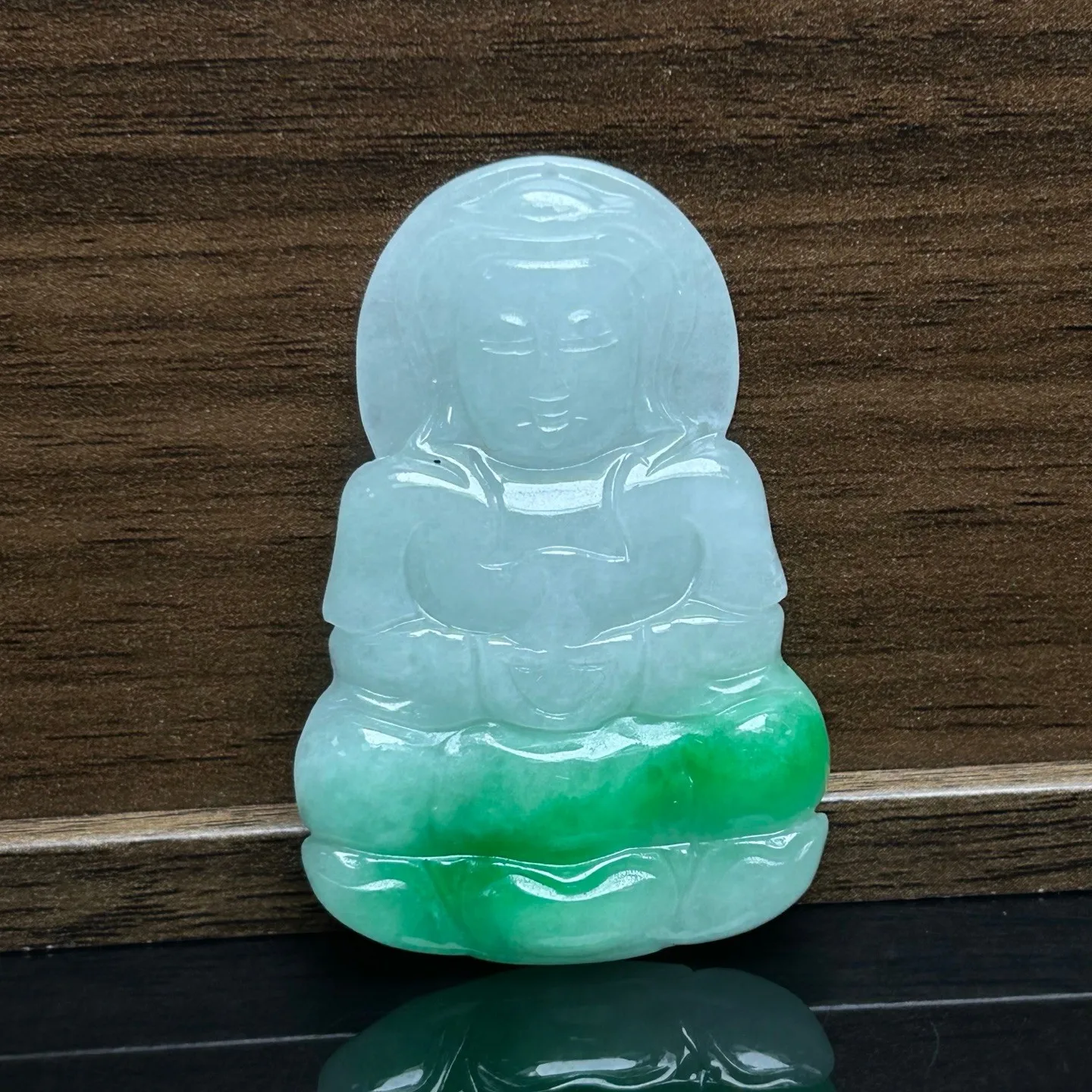 Real Natural High Ice Green Burme Jade Jadeite amulet Kwan-Yin Pendant&Necklace
