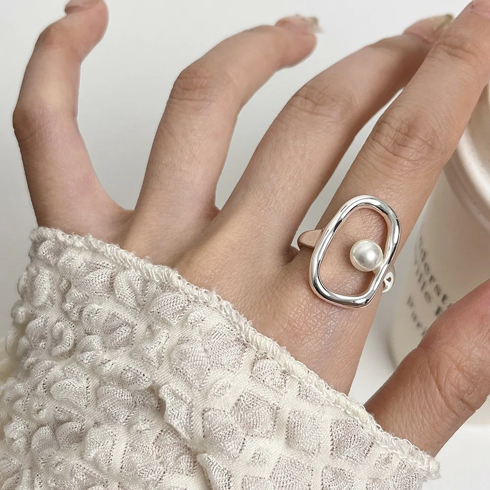 Women's 925 Sterling Silver Minimalist Pearl & CZ Ring, Handmade