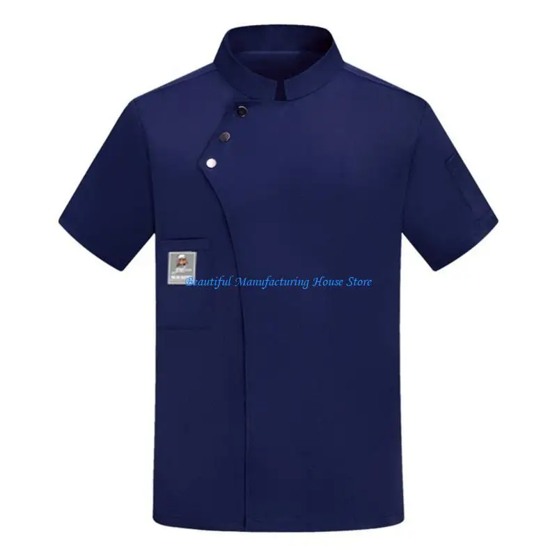 E56A Wygodna odzież robocza unisex, kuchenna, zapinana z przodu, zapinana na guziki. Strój szefa kuchni