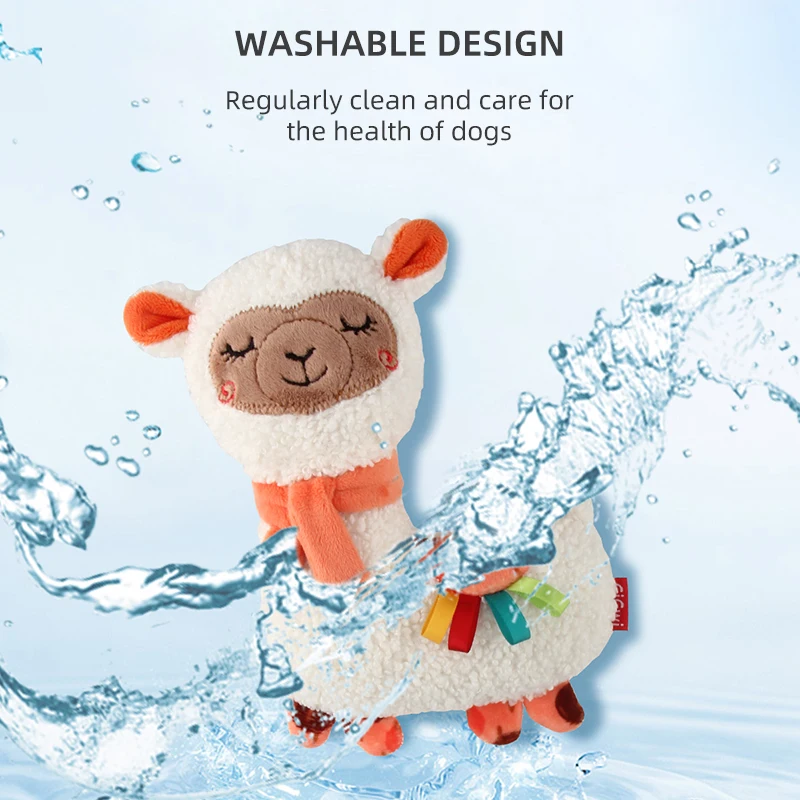 GiGwi Pet Toy Cute Series Alpaca Doll Circle Flannel Molar Teeth Plush Washable Lovely Toy Small Dog Puppy Outdoor Play Dogs