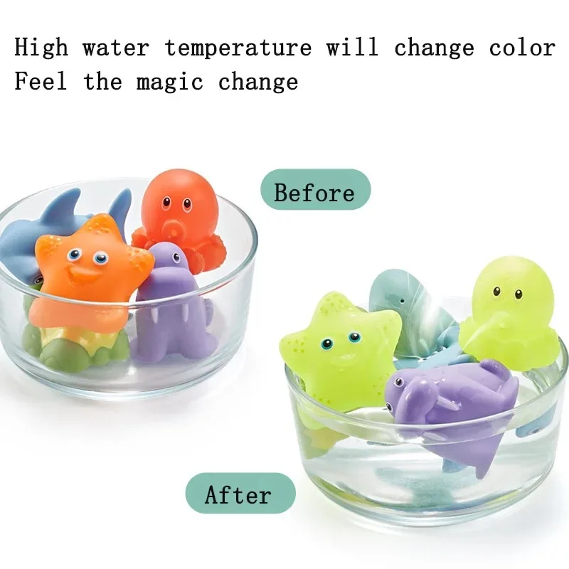 7Pcs/Set Baby Shower Toy Water Spray Net Fishing Fish Children Shower Floating Water Playing Toy Pinching Joy