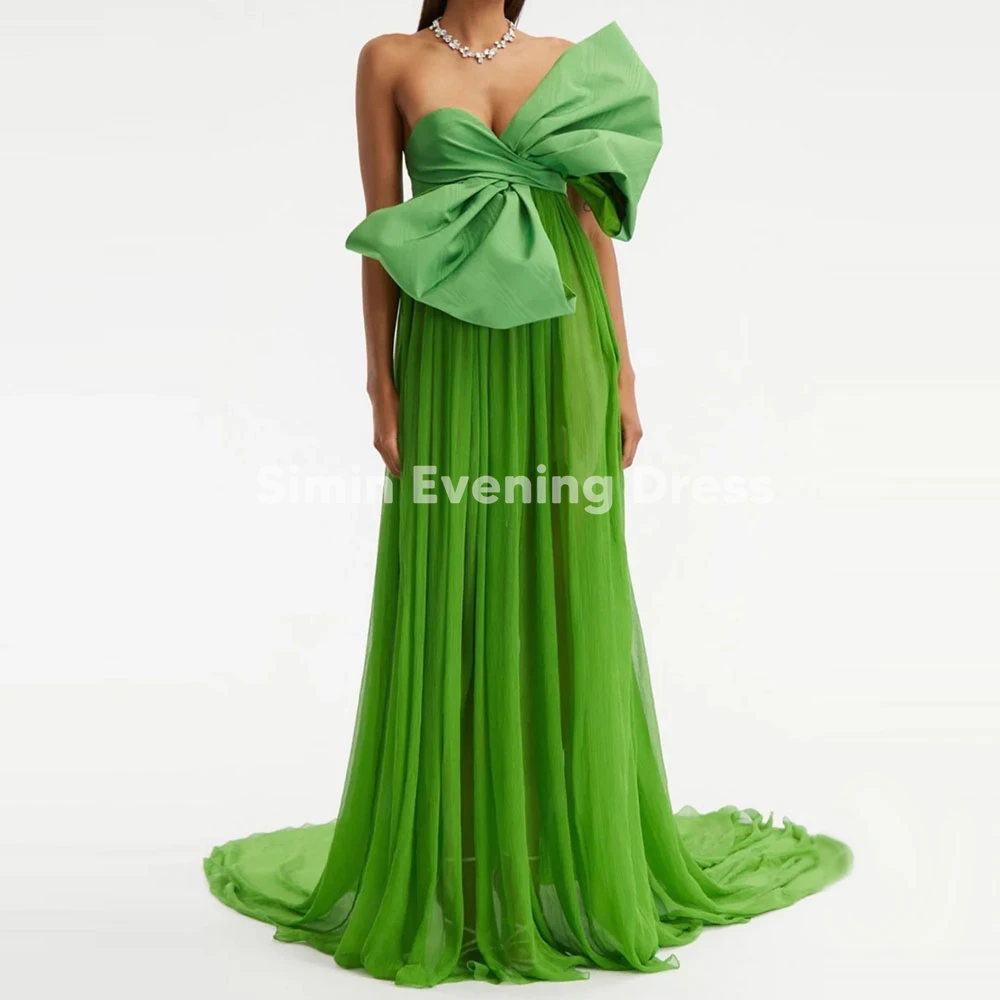 

Simin Customized Women's Strapless Bow Straight Floor-Length Evening Dresses With Sleeveless Court Train Elegant Dresses 2025