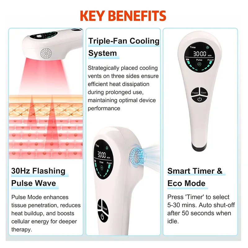 Dispositivo portátil de terapia a laser frio ABUU com suporte Varinha de luz vermelha infravermelha para alívio da dor nas articulações musculares do animal de estimação humano